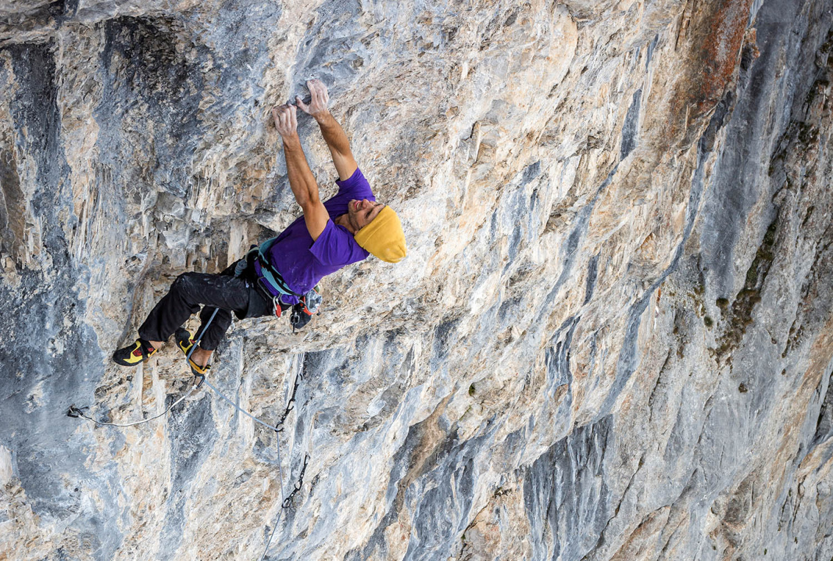 Jacopo Larcher climbing Seventh Direction (F8c). Photo: Babsi Zangerl 